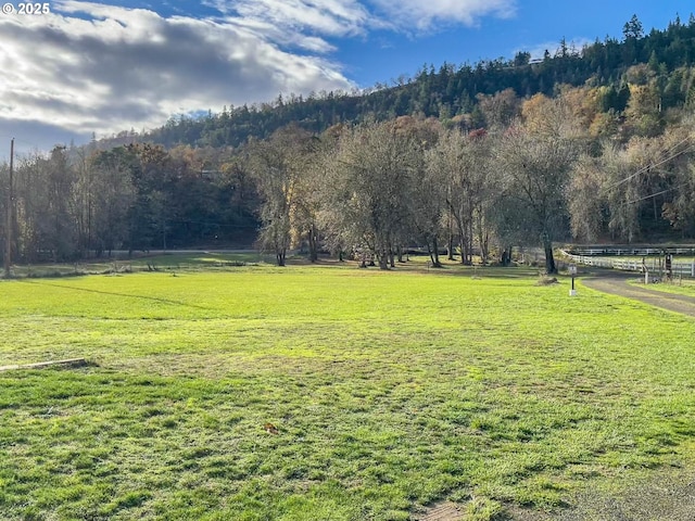 view of community featuring a yard and a rural view