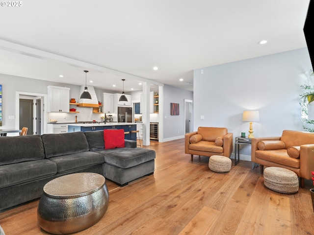 living room featuring light hardwood / wood-style flooring