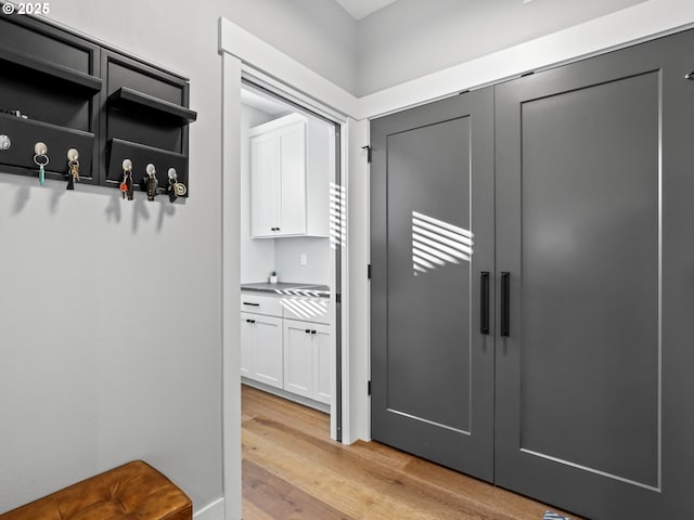 interior space with light hardwood / wood-style flooring