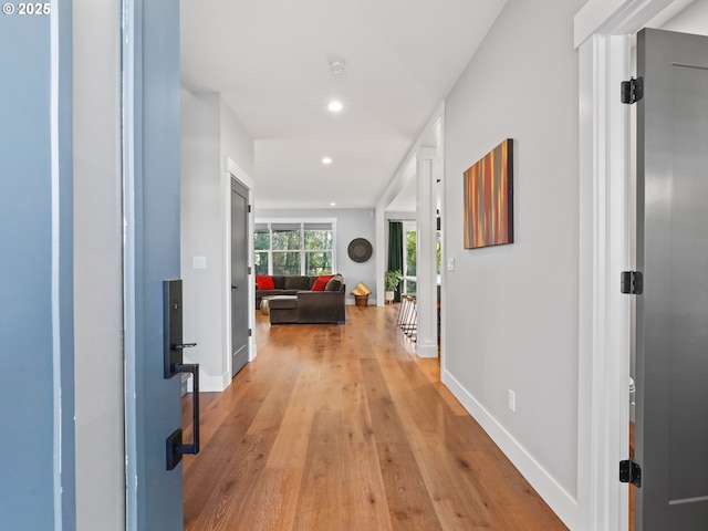 hallway featuring light hardwood / wood-style floors