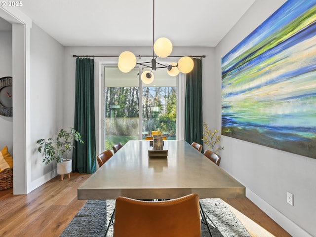 dining area featuring wood-type flooring