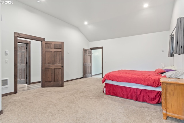 86336 N Modesto Dr, Eugene, OR 97402 - bedroom featuring carpet floors, recessed lighting, and high vaulted ceiling