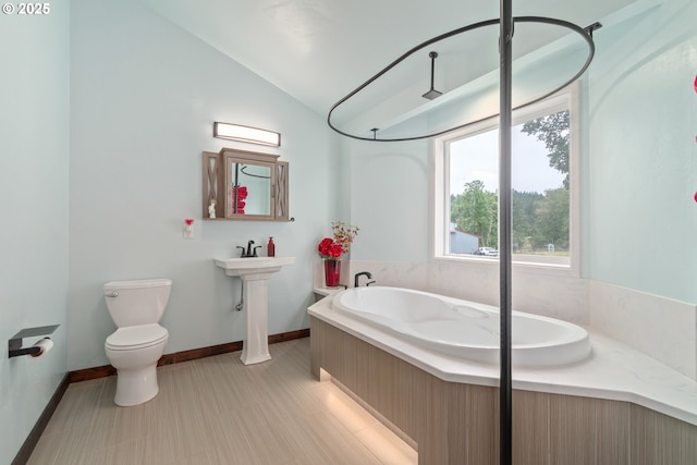 86336 N Modesto Dr, Eugene, OR 97402 - full bathroom featuring a bath and vaulted ceiling