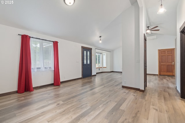 86336 N Modesto Dr, Eugene, OR 97402 - unfurnished room featuring light wood-style floors, a ceiling fan, and high vaulted ceiling