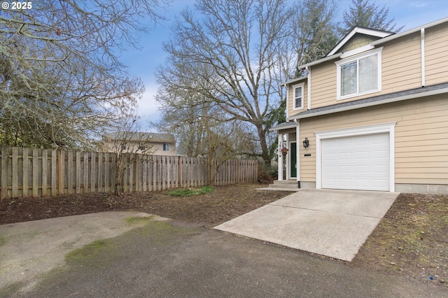 exterior space with a garage