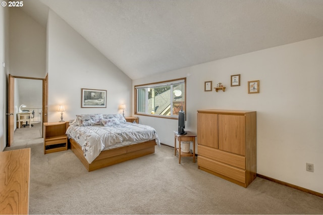 2251 SW Trachsel Dr, Beaverton, OR 97003 - bedroom featuring carpet flooring, high vaulted ceiling, and baseboards