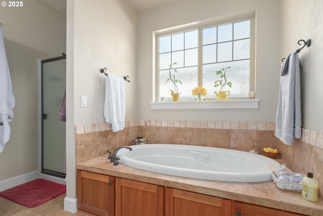 2610 Crowther Dr, Eugene, OR 97404 - full bath featuring a stall shower, healthy amount of natural light, and a garden tub