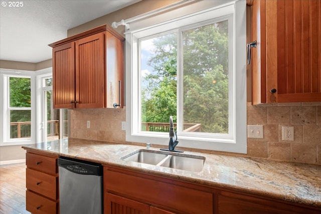 4538 Y St, Washougal, WA 98671 - kitchen with dishwasher, a sink, healthy amount of natural light, and light stone countertops