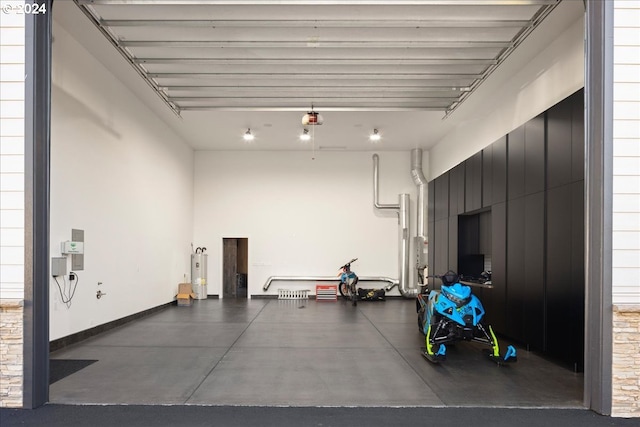 garage featuring water heater