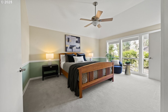 5153 Greensborough Ct, Lake Oswego, OR 97035 - bedroom featuring carpet, lofted ceiling, a ceiling fan, and baseboards