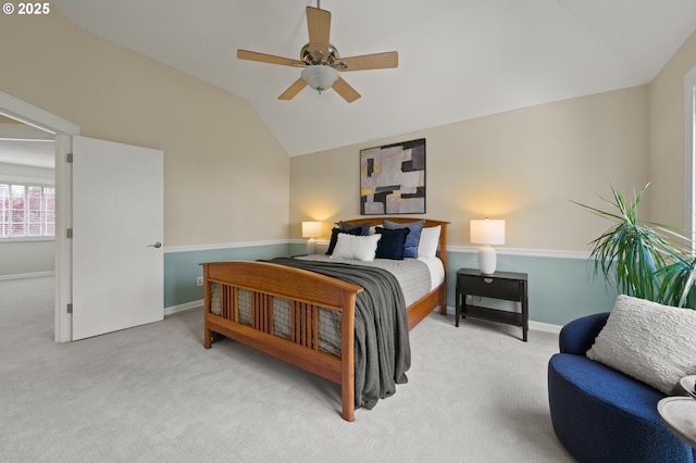 5153 Greensborough Ct, Lake Oswego, OR 97035 - bedroom with carpet floors, lofted ceiling, baseboards, and ceiling fan