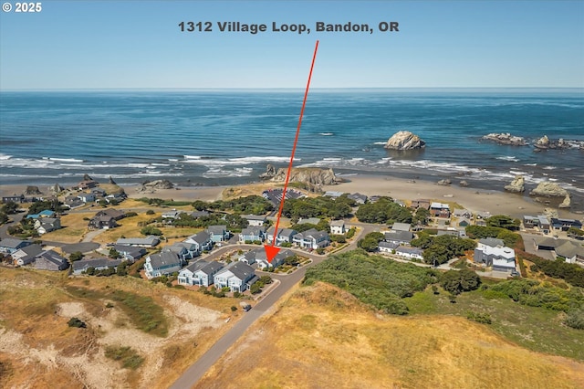 1312 Village Loop, Bandon, OR 97411 - aerial view of property's location with expansive beach and nearby suburban area