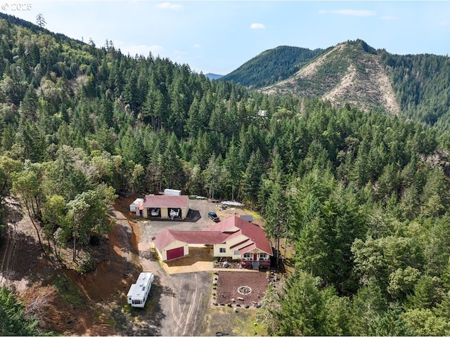 1260 Ireland Rd, Winston, OR 97496 - bird's eye view featuring a wooded view and a mountain view