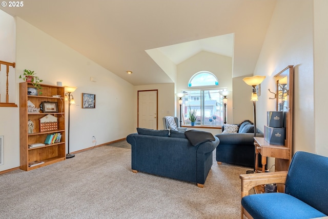 428 SE 11th Cir, Troutdale, OR 97060 - carpeted living area with high vaulted ceiling and baseboards