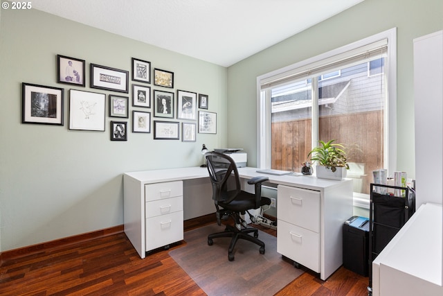 office featuring dark wood-type flooring