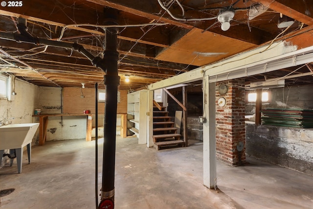 basement featuring sink