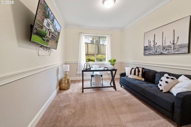 12647 SW 21st Ct, Lake Oswego, OR 97035 - carpeted living room with baseboards and crown molding