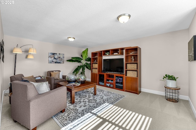 2625 NE 8th Ave, Battle Ground, WA 98604 - living room featuring carpet floors, baseboards, and a textured ceiling