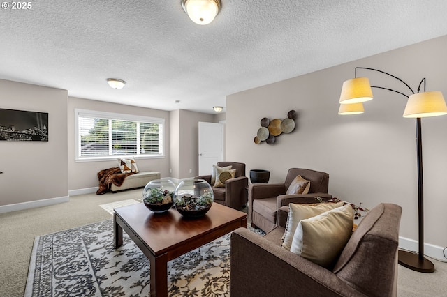 2625 NE 8th Ave, Battle Ground, WA 98604 - living room with light colored carpet, a textured ceiling, and baseboards
