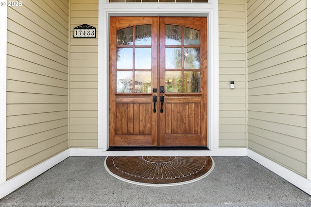 entrance to property with french doors