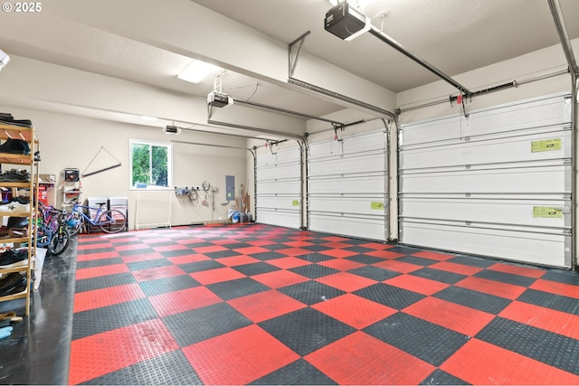 garage with a garage door opener