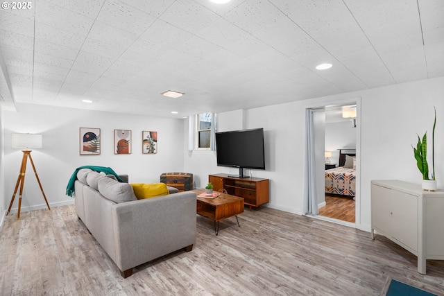 living room with light wood-type flooring