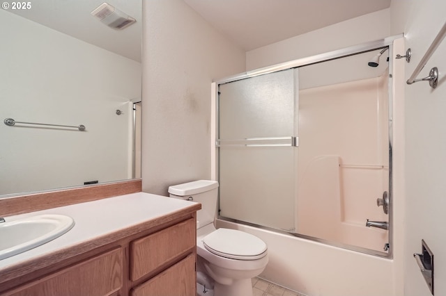 1207 NE 2nd Cir, Battle Ground, WA 98604 - bathroom featuring vanity, visible vents, toilet, and enclosed tub / shower combo