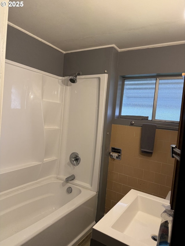 829 NE 107th Ave, Portland, OR 97220 - bathroom with washtub / shower combination and a sink