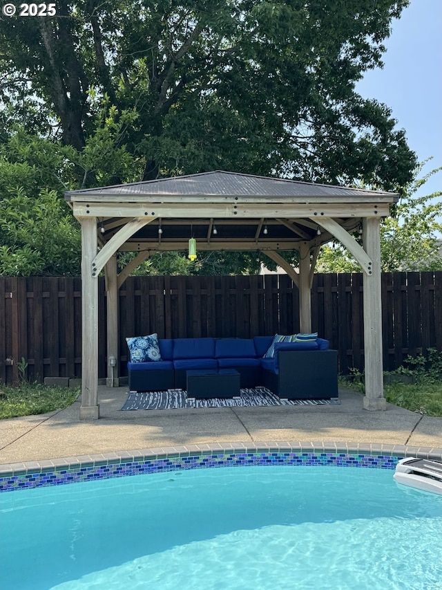 829 NE 107th Ave, Portland, OR 97220 - view of swimming pool with outdoor lounge area, a gazebo, and a patio