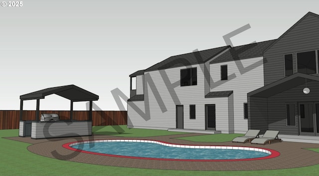 829 NE 107th Ave, Portland, OR 97220 - view of swimming pool featuring an outdoor kitchen and a patio