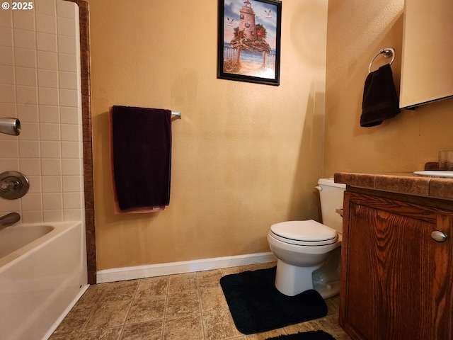 2420 Jefferson St, Port Orford, OR 97465 - full bath with baseboards, vanity, toilet, and bathtub / shower combination