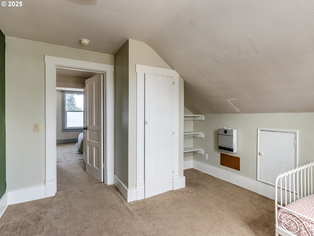 486 S Knott St, Canby, OR 97013 - additional living space featuring carpet, vaulted ceiling, and heating unit