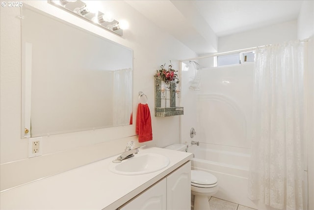 1825 Minnesota St, The Dalles, OR 97058 - bathroom with vanity, tile patterned floors, shower / bath combo, and toilet