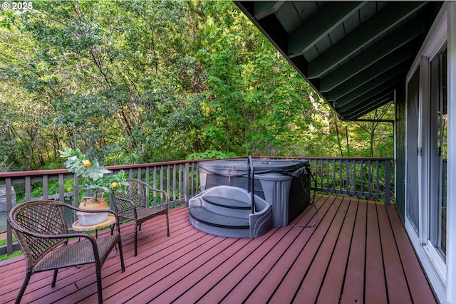 988 Savage Creek Rd, Grants Pass, OR 97527 - wooden terrace featuring a hot tub