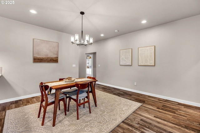 13009 NE 106th Cir, Vancouver, WA 98682 - dining room with wood finished floors, a chandelier, baseboards, and recessed lighting