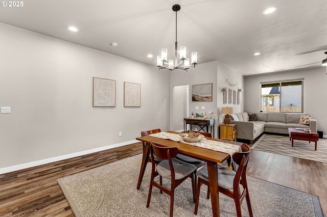 13009 NE 106th Cir, Vancouver, WA 98682 - dining area with wood finished floors, a chandelier, recessed lighting, and baseboards