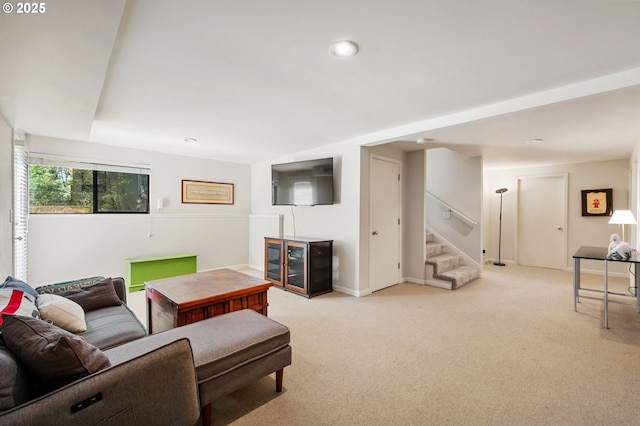 160 Iron Mountain Blvd, Lake Oswego, OR 97034 - living area with stairway, light carpet, and recessed lighting