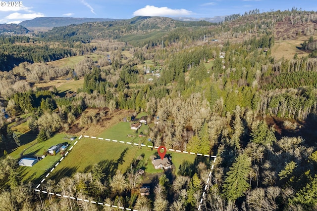 birds eye view of property featuring a mountain view