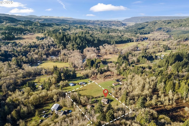 aerial view featuring a mountain view