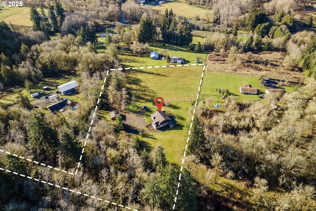 aerial view with a rural view