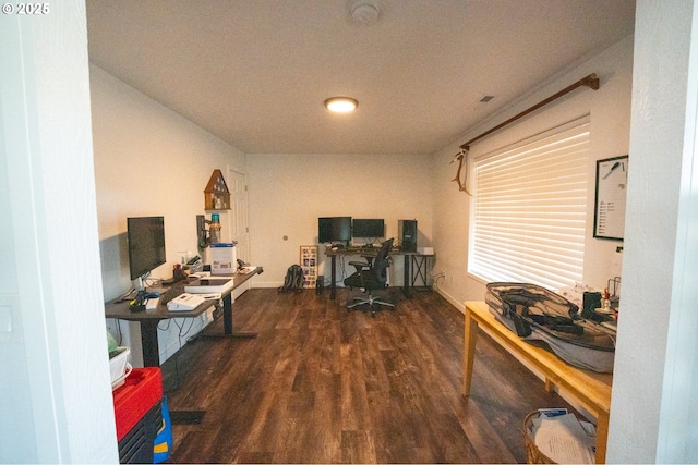 office area featuring wood finished floors