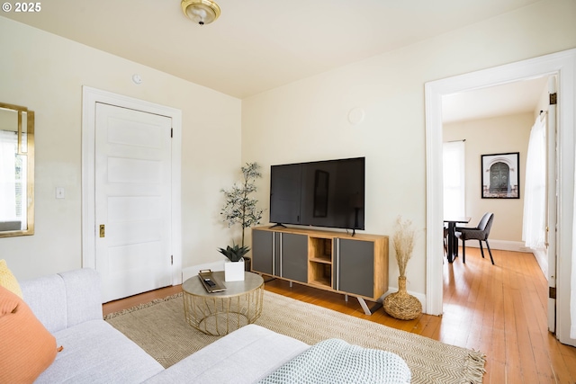 living room featuring light hardwood / wood-style flooring