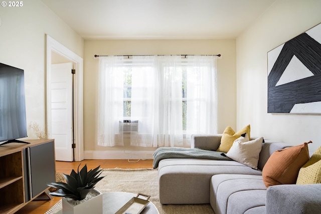 living room featuring light hardwood / wood-style floors