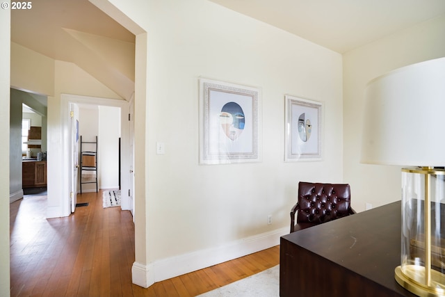 office with hardwood / wood-style flooring