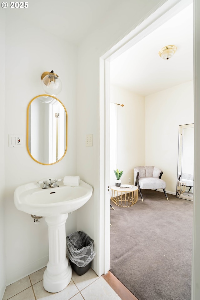 bathroom with tile patterned flooring