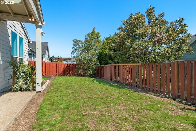 view of yard featuring a fenced backyard