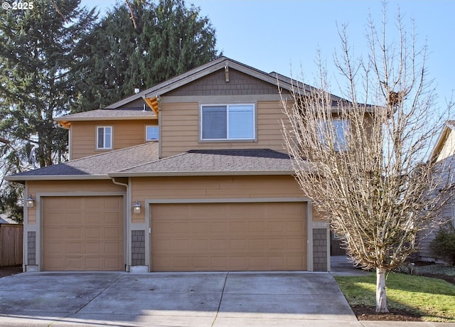 view of front of property with a garage