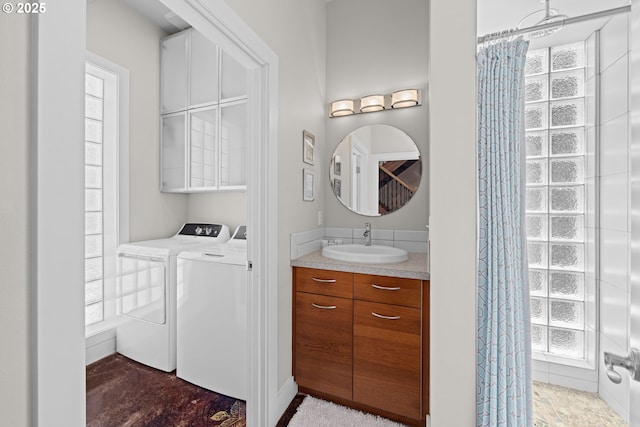 2941 NE Loop Dr, Otis, OR 97368 - full bath with separate washer and dryer and vanity