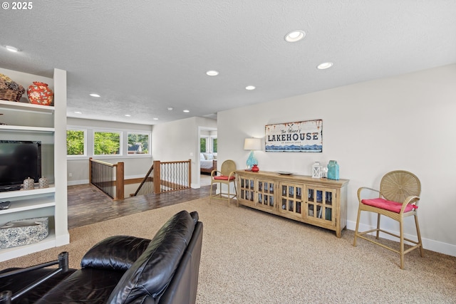 2941 NE Loop Dr, Otis, OR 97368 - living area featuring recessed lighting, baseboards, and a textured ceiling
