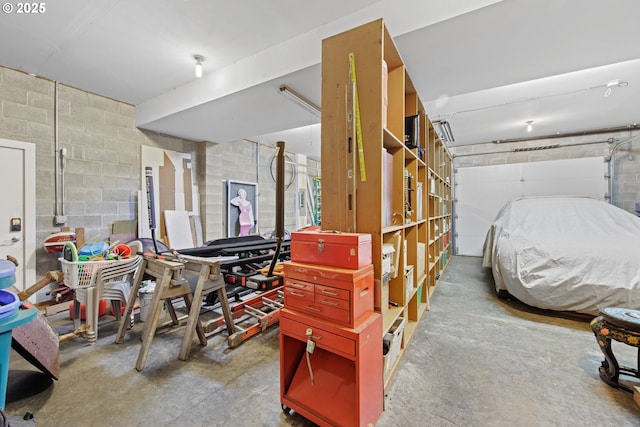 2941 NE Loop Dr, Otis, OR 97368 - garage with concrete block wall